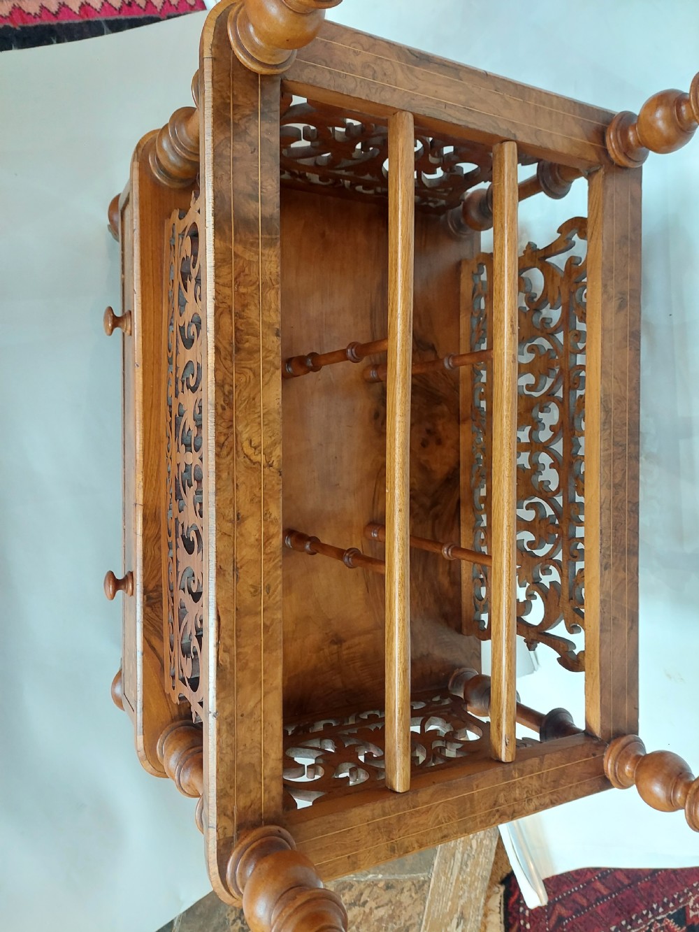 Victorian Burr Walnut Canterbury Whatnot View V