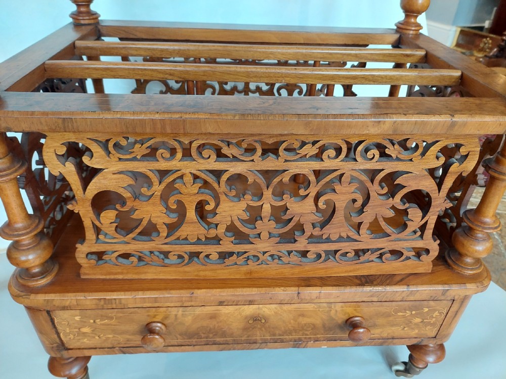 Victorian Burr Walnut Canterbury Whatnot View VII