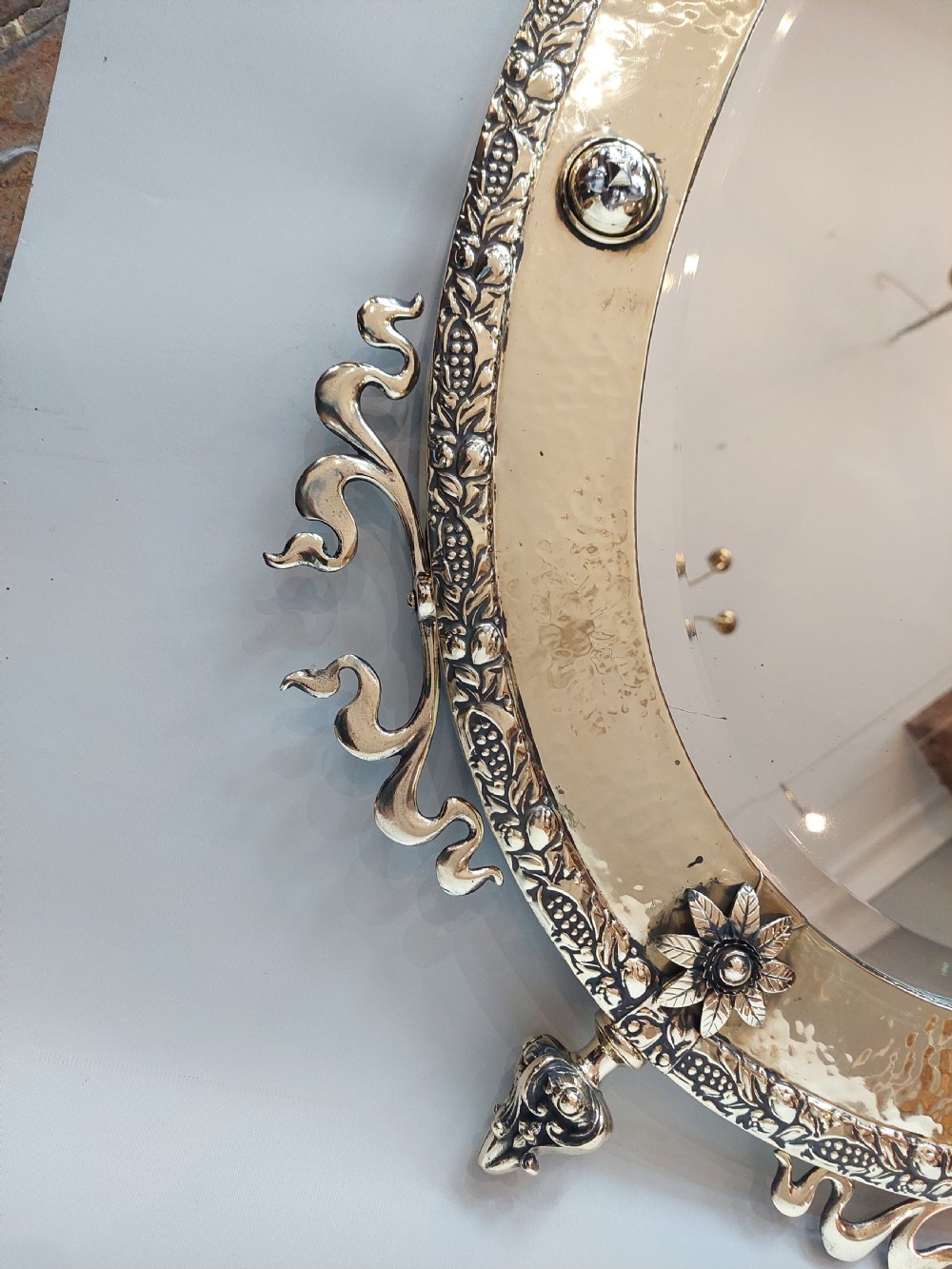 Brass Framed Arts and Crafts Mirror View V