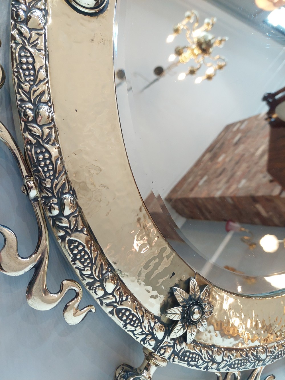 Brass Framed Arts and Crafts Mirror View VII