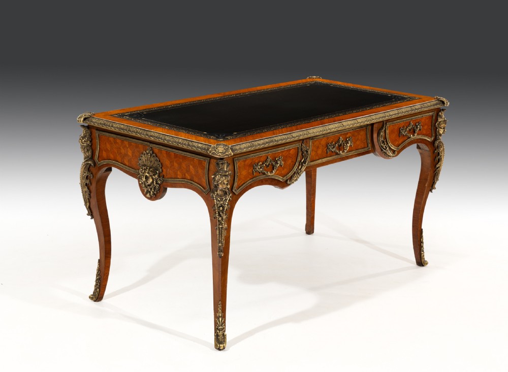 Early 20thC Louis XVth Style Kingwood Bureau Plat  View II
