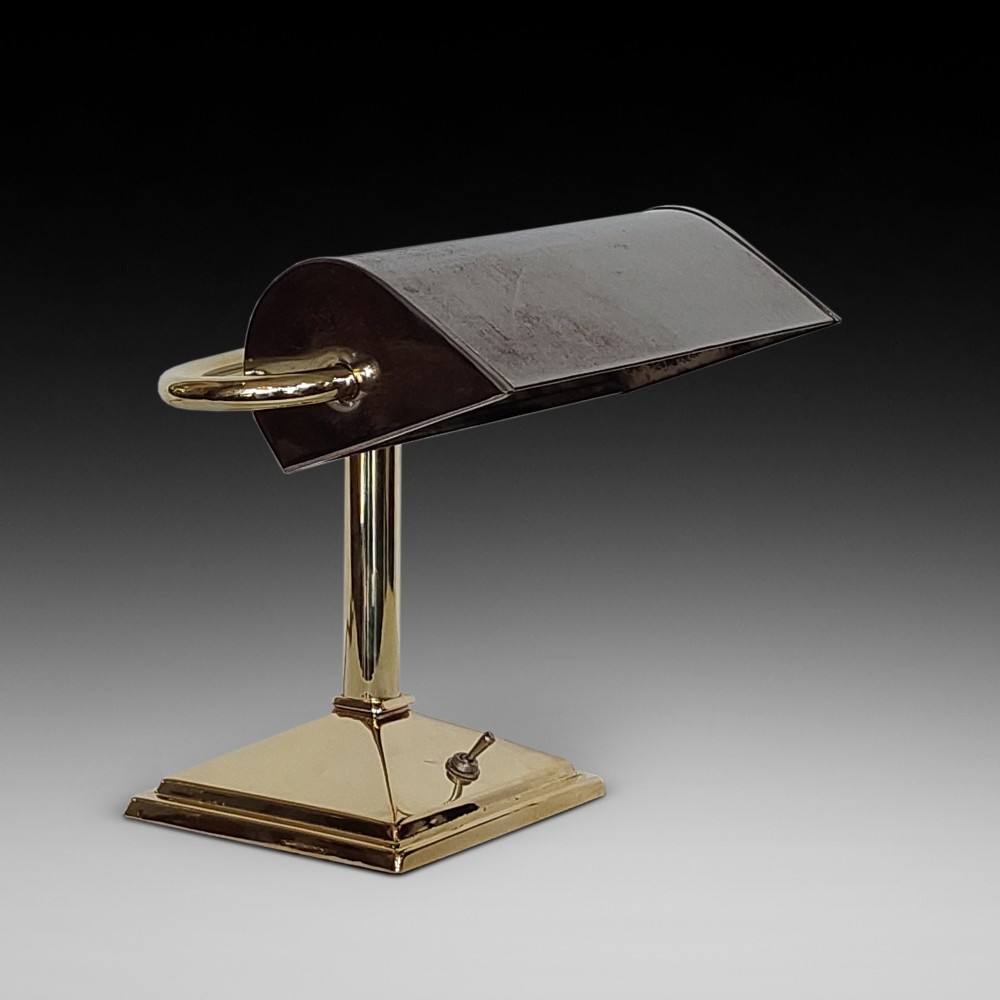 Edwardian Brass Bank Clerk's Desk Lamp