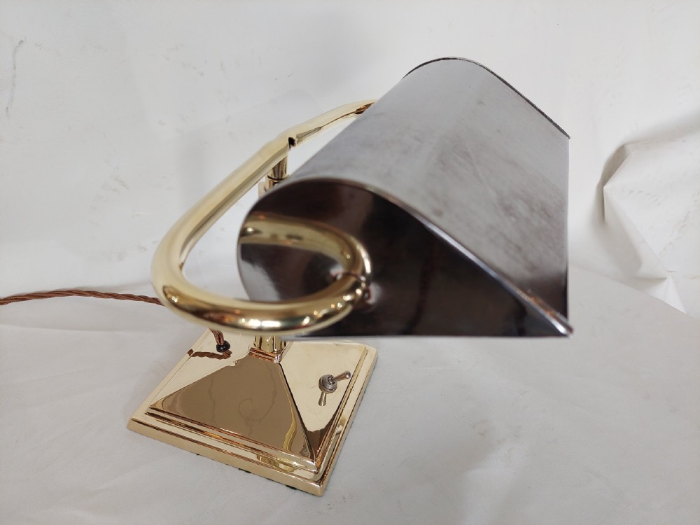 Edwardian Brass Bank Clerk's Desk Lamp View V