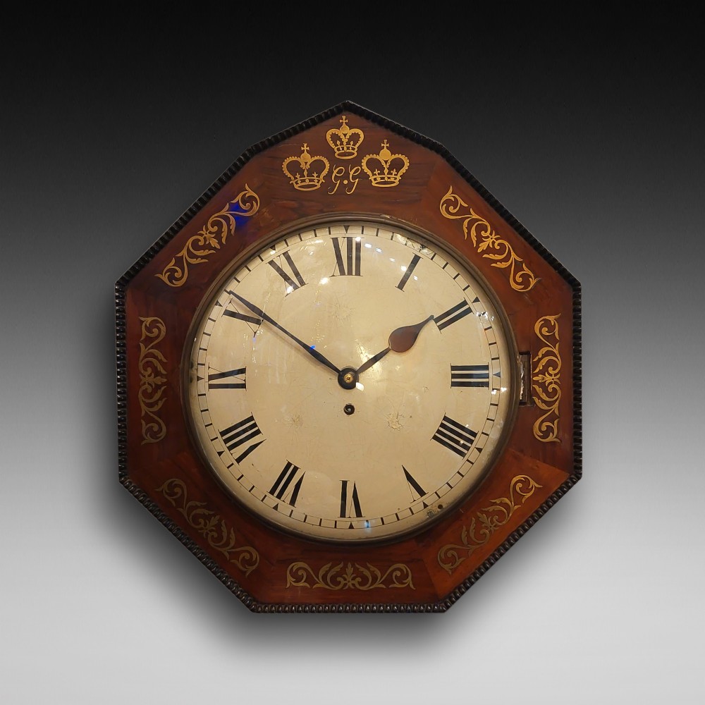 Regency Rosewood Brass Inlaid Wall Clock