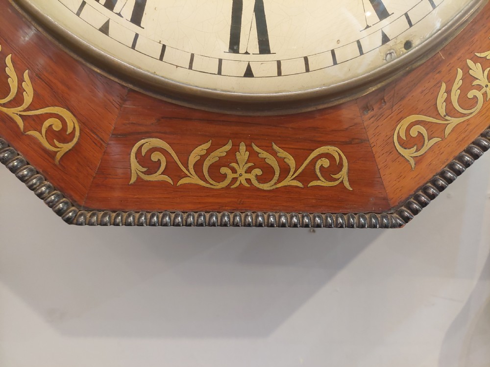 Regency Rosewood Brass Inlaid Wall Clock View II