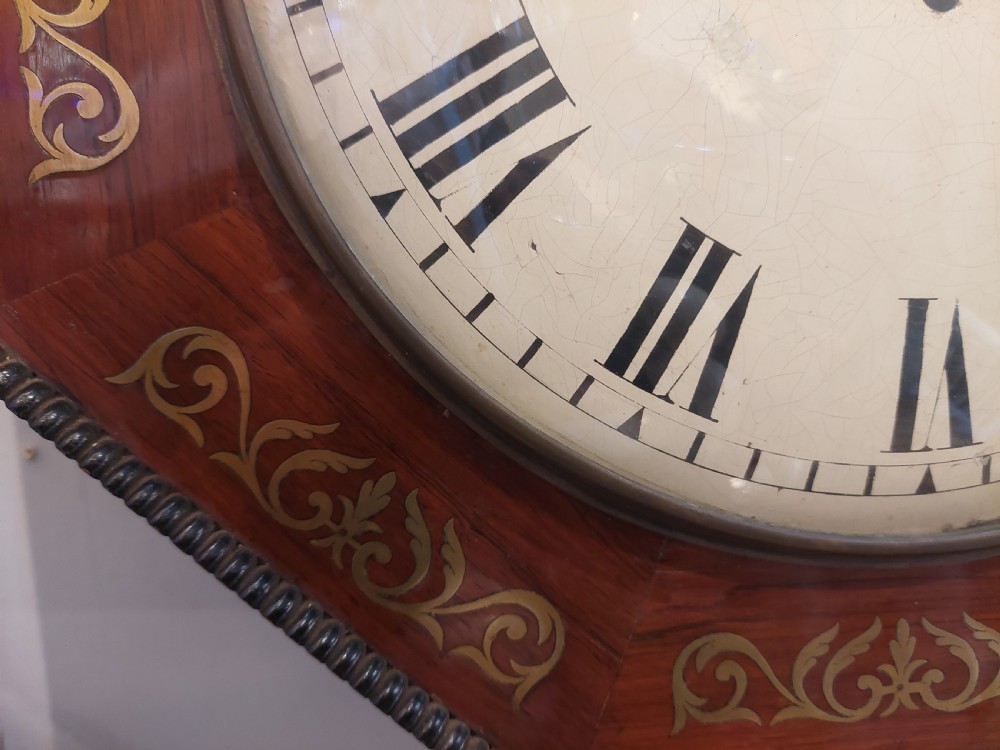 Regency Rosewood Brass Inlaid Wall Clock View VIII