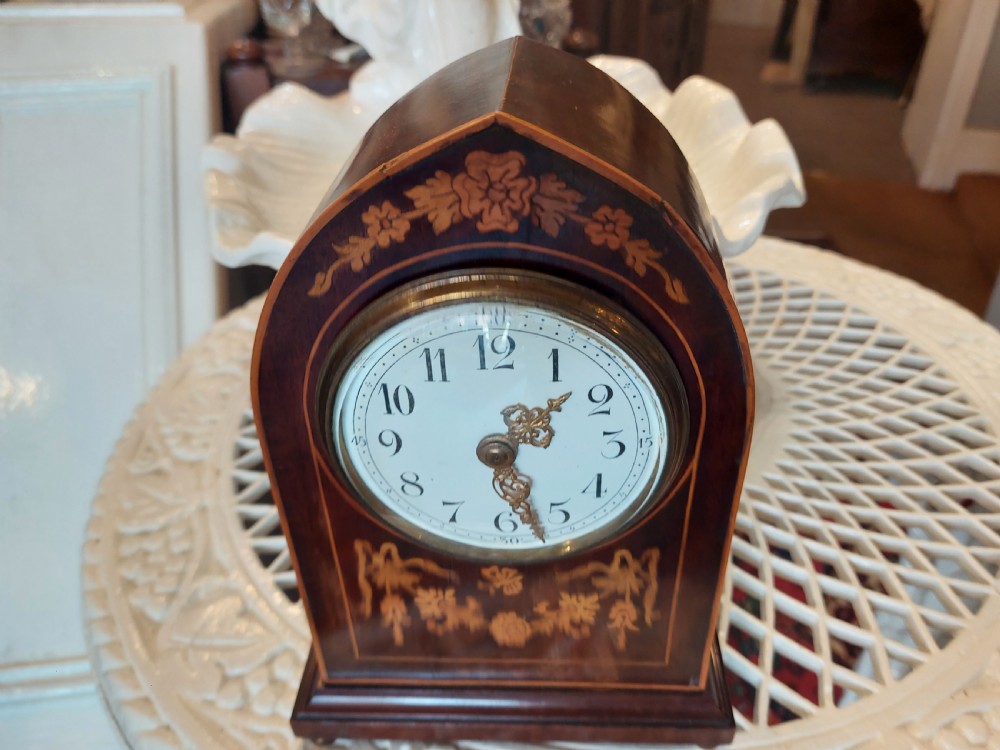 Edwardian Mahogany Inlaid Mantel Clock View II