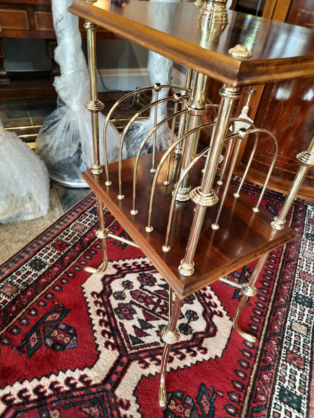 Edwardian Mahogany and Brass Canterbury Standard Lamp View III