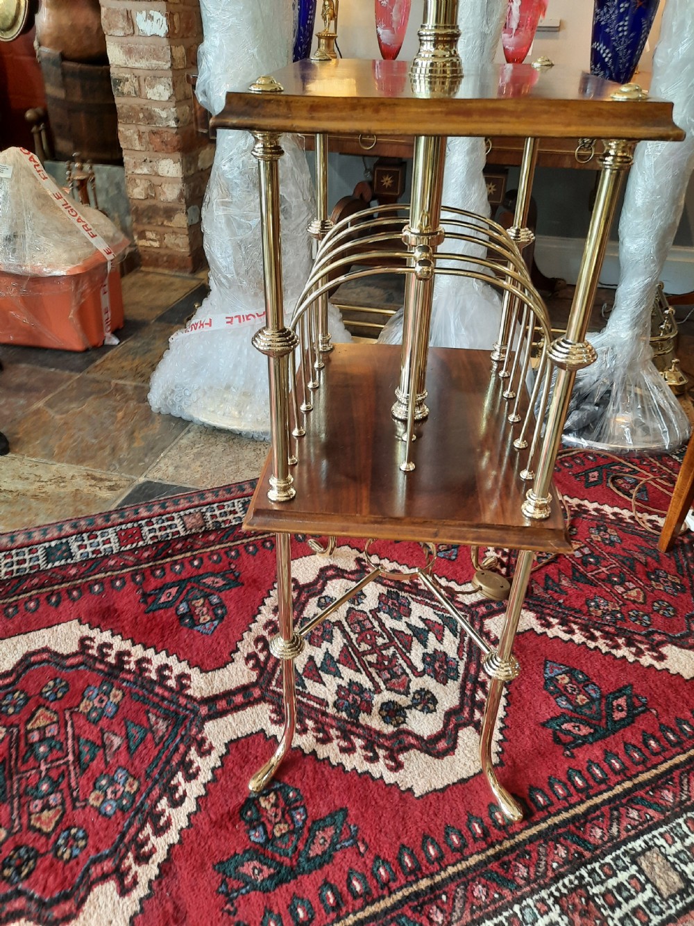 Edwardian Mahogany and Brass Canterbury Standard Lamp View IV