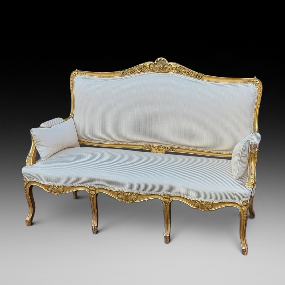 Late 19thC Giltwood Three Seat Sofa