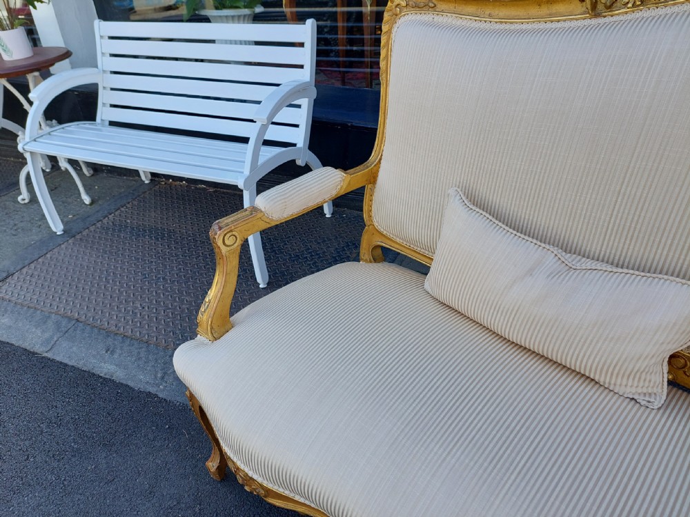 Late 19thC Giltwood Three Seat Sofa View IV
