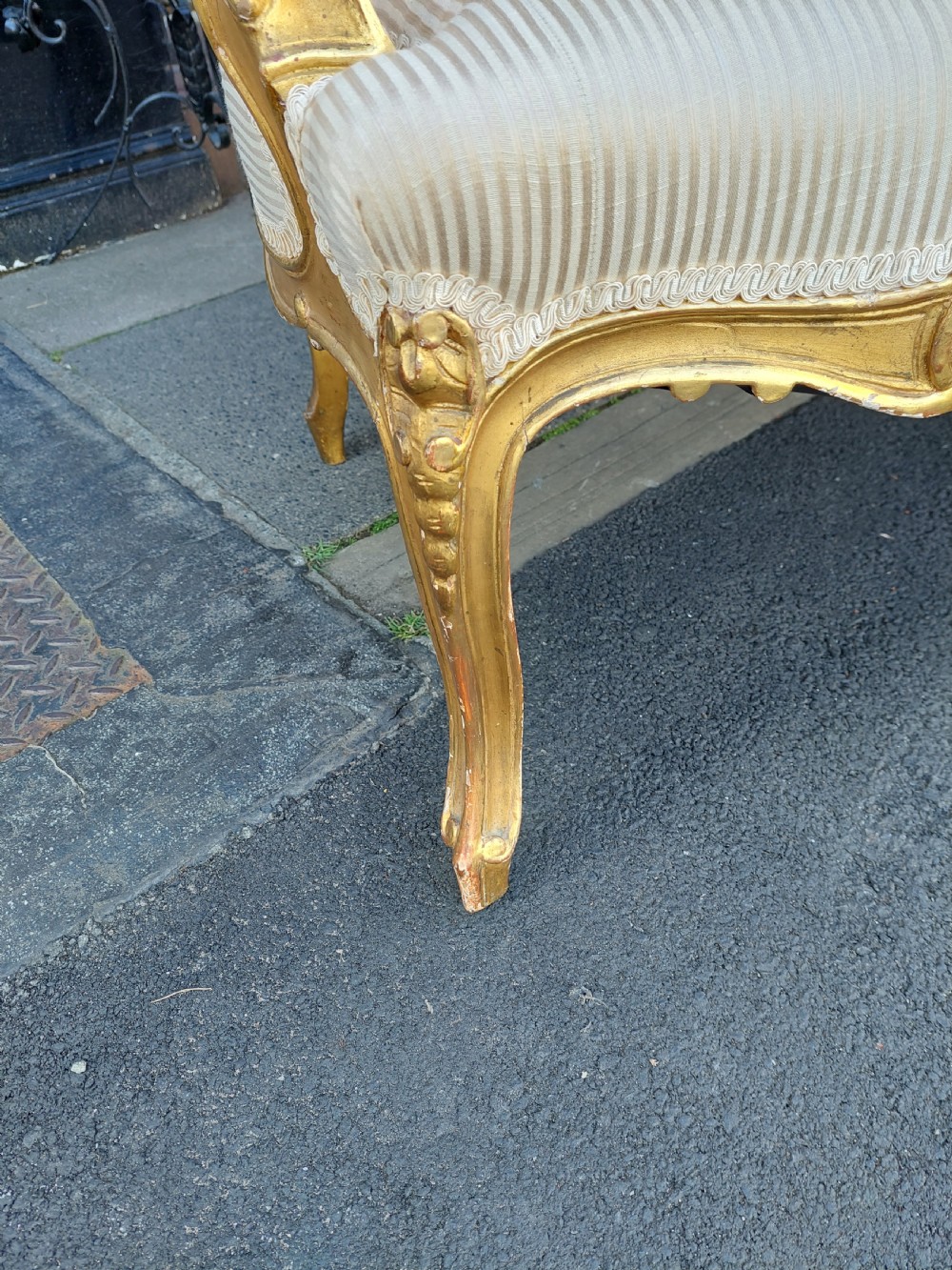 Late 19thC Giltwood Three Seat Sofa View VII