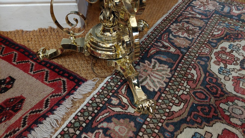 19thC Arts and Crafts Brass Standard Oil Lamp View VII