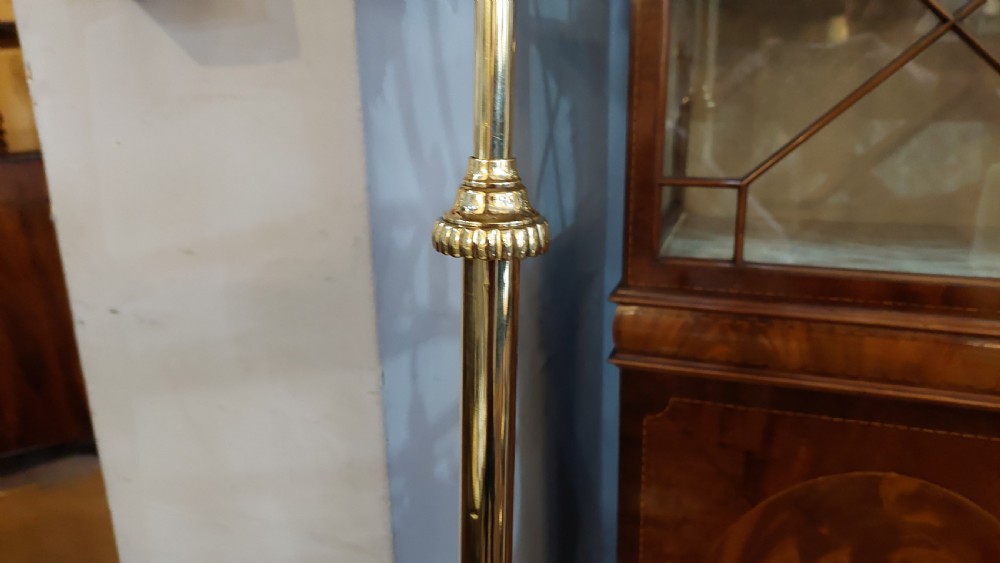 19thC Arts and Crafts Brass Standard Oil Lamp View IX