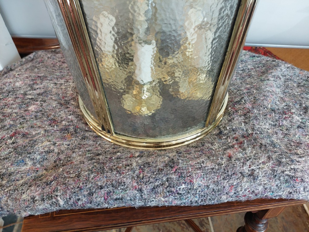 Early 20thC Brass Hanging Hall Lantern Lamp View VIII
