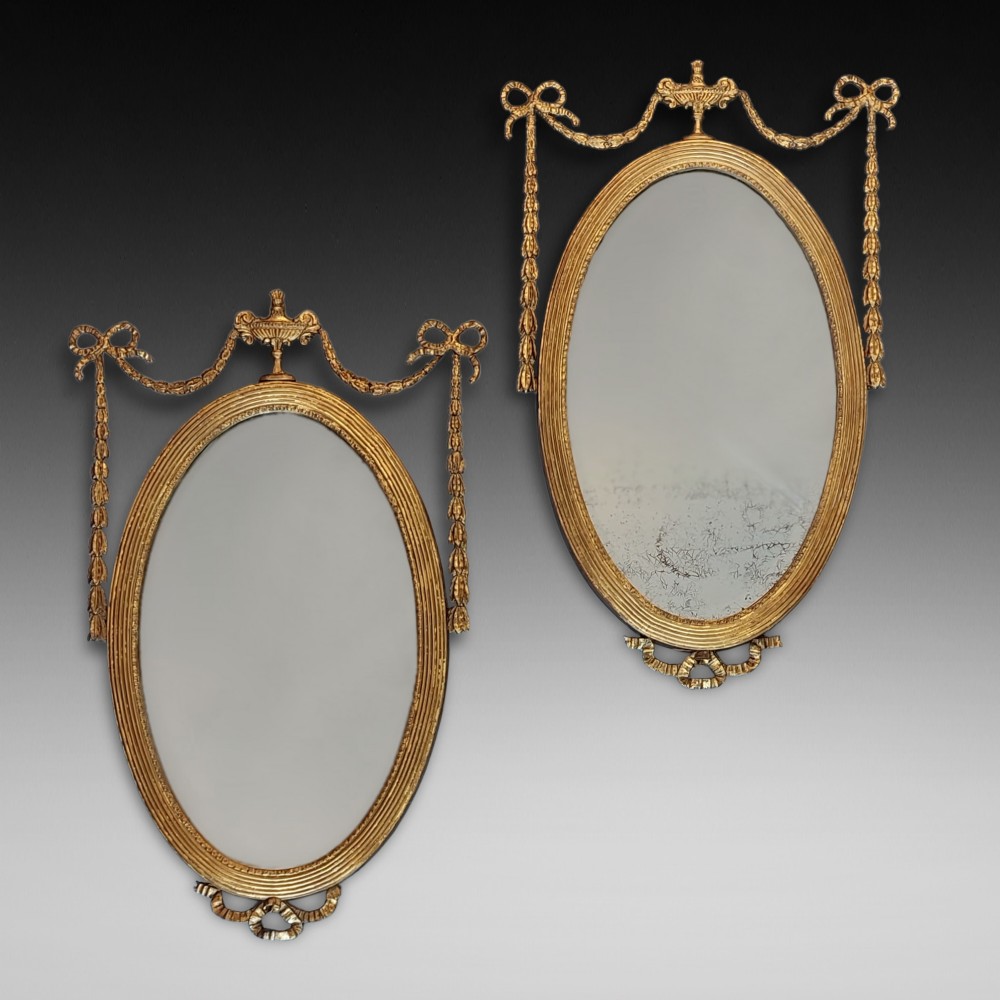 Pair of Adam Revival Giltwood Mirrors