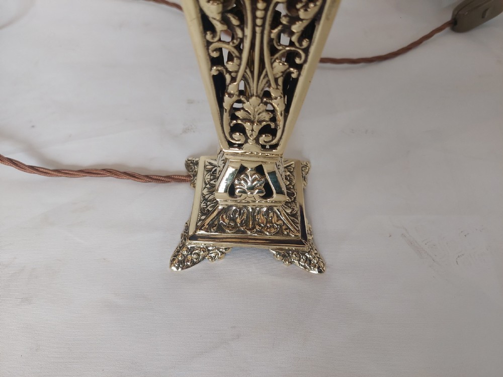 Pair of Pierced Brass Table Lamps View III