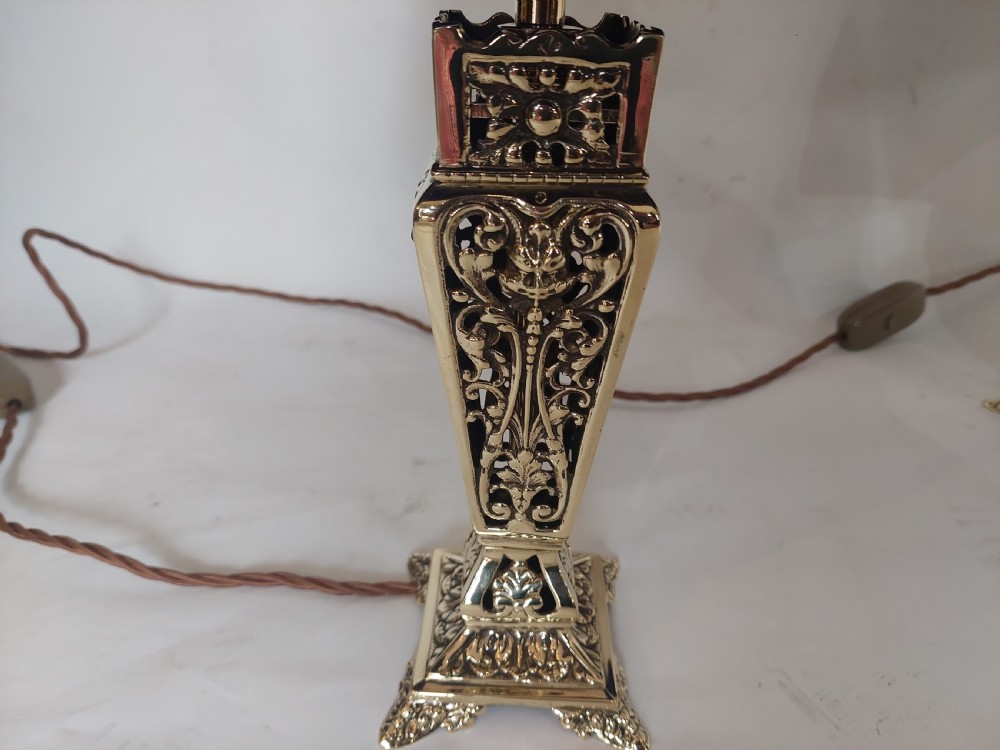 Pair of Pierced Brass Table Lamps View IV