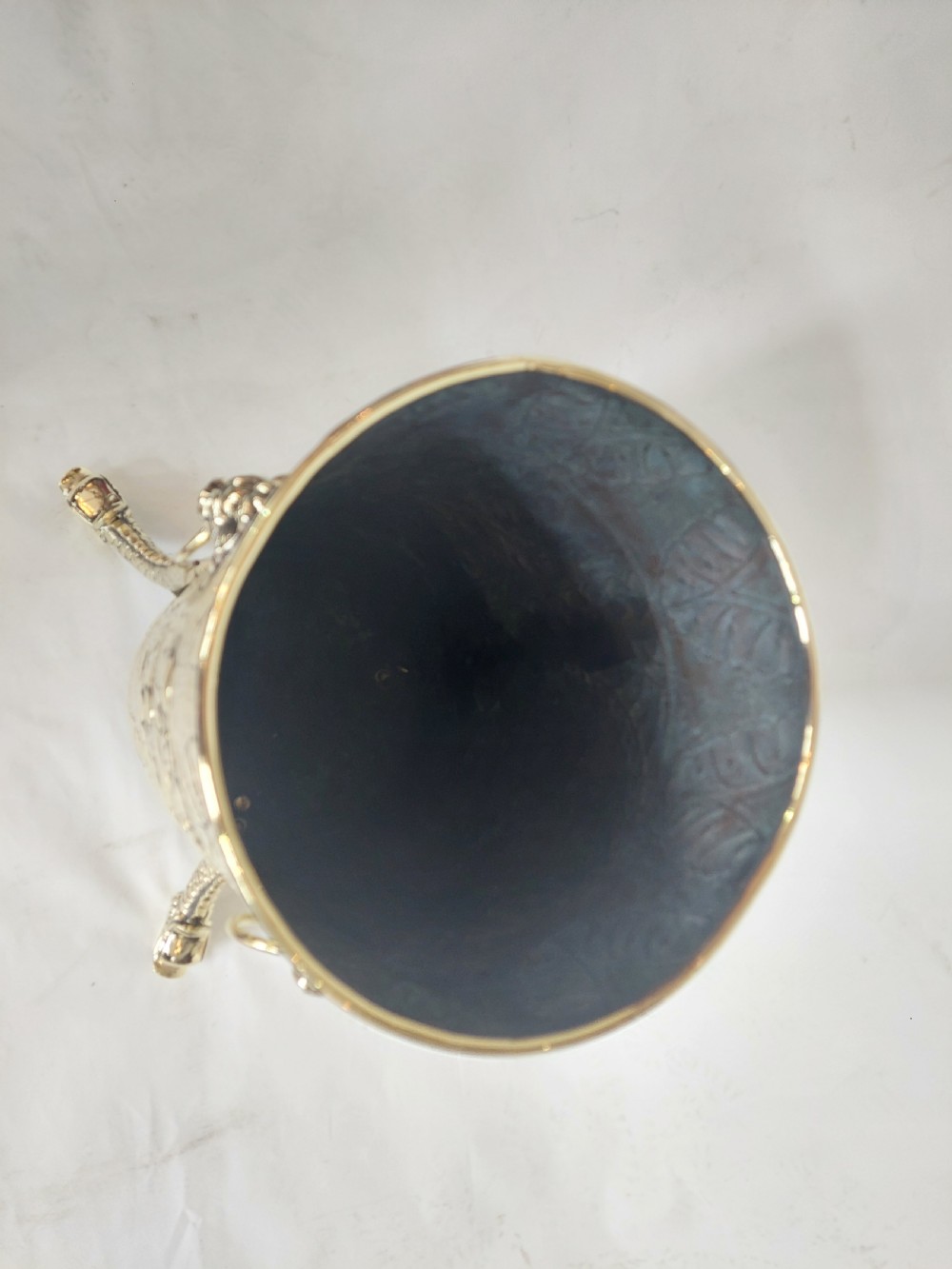 19thC Dutch Brass Embossed Stick Stand View III