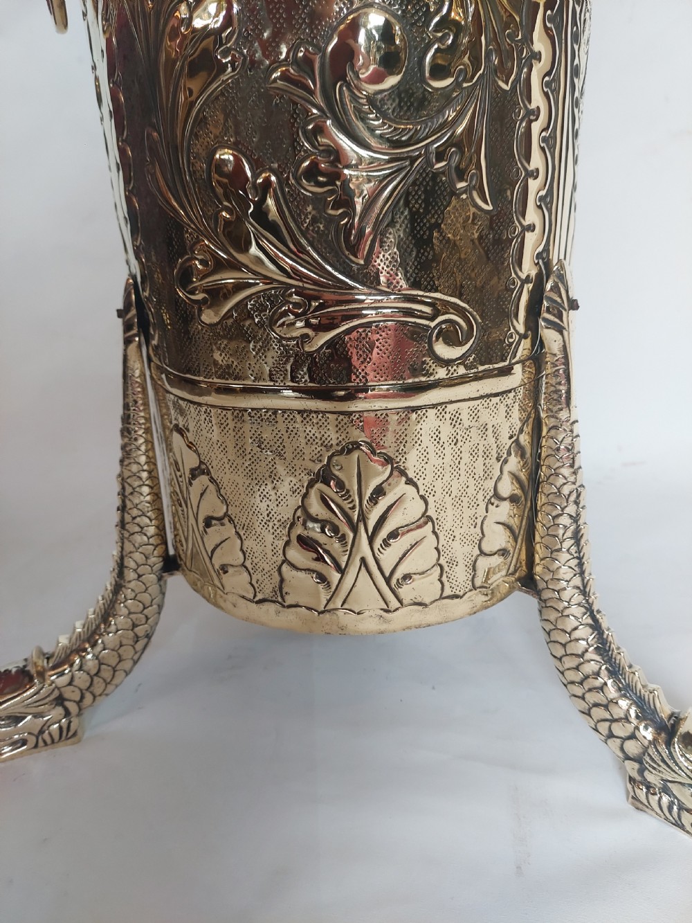 19thC Dutch Brass Embossed Stick Stand View VI