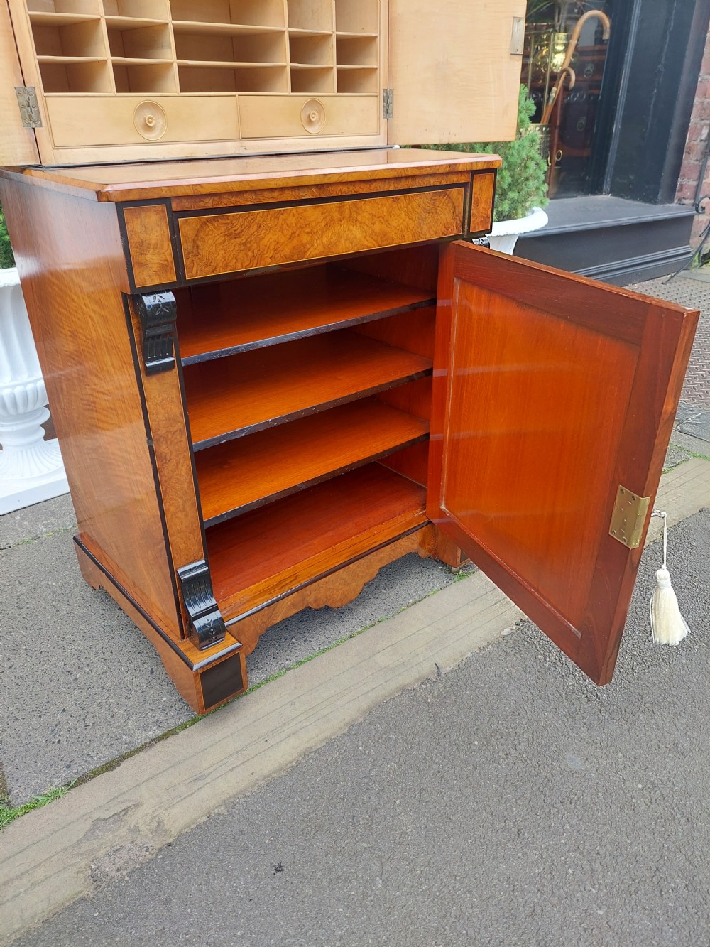 Victorian Burr Walnut Ebonised Davenport View VI