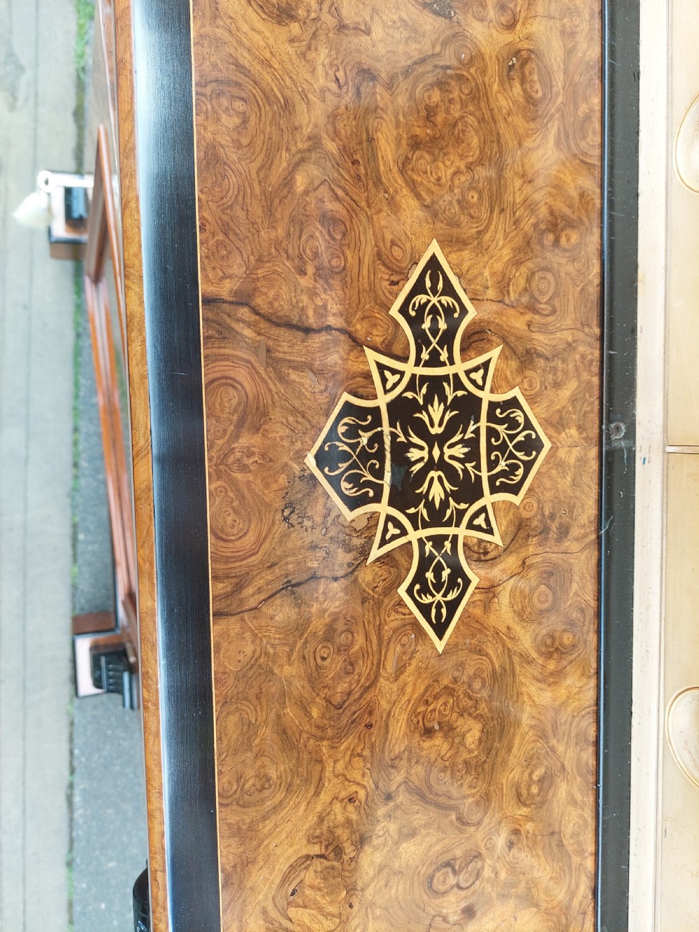 Victorian Burr Walnut Ebonised Davenport View VII