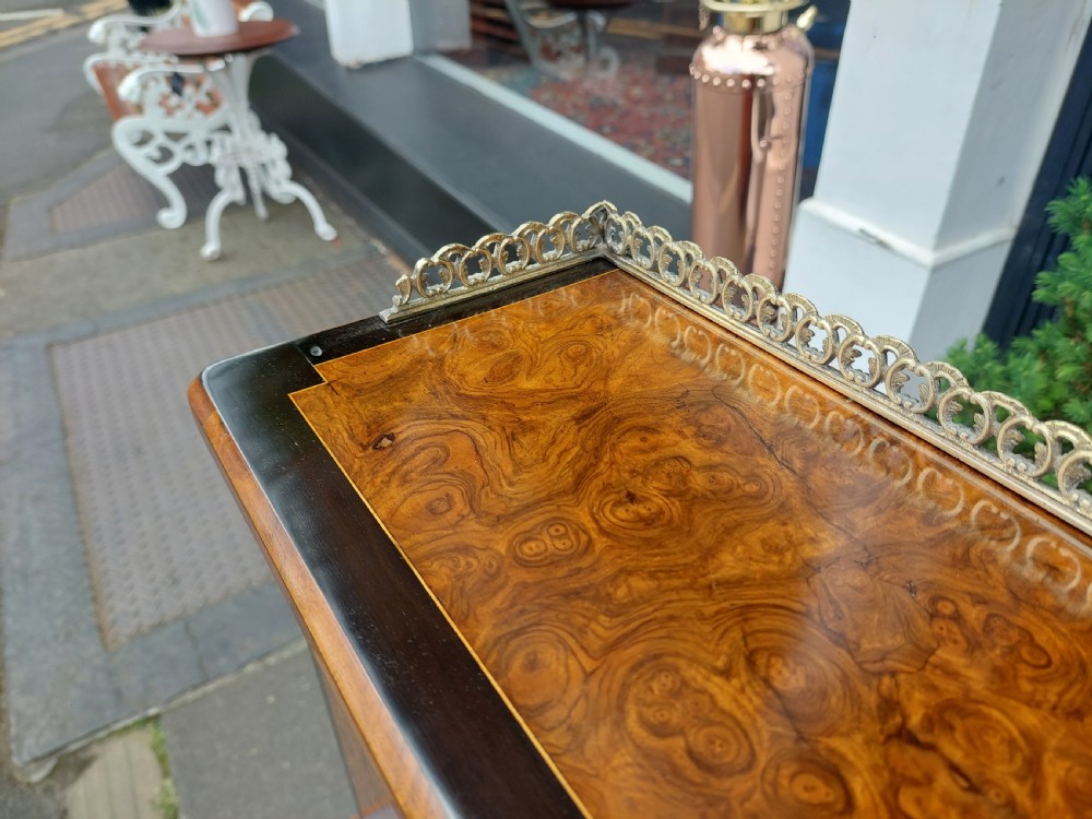 Victorian Burr Walnut Ebonised Davenport View X