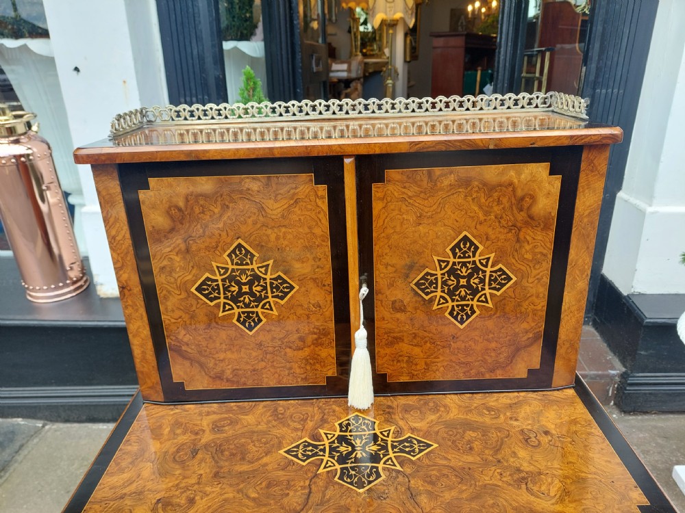 Victorian Burr Walnut Ebonised Davenport View XII