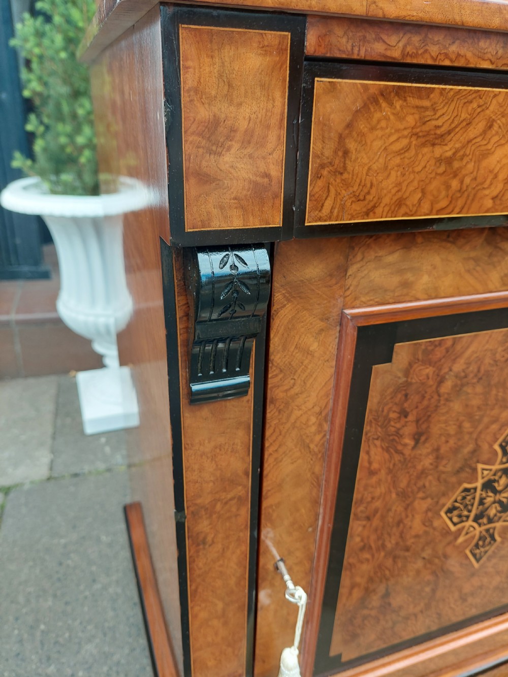 Victorian Burr Walnut Ebonised Davenport View XIII