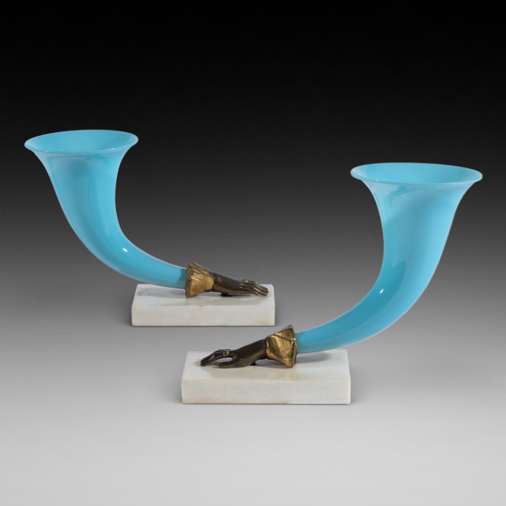 Pair of Regency Glass Cornucopia
