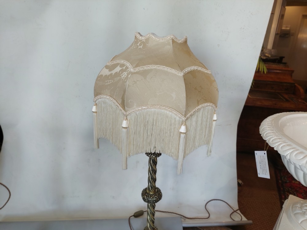 Pair 19thC. Gothic Brass Pricketstick Lamps View II