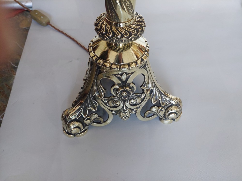 Pair 19thC. Gothic Brass Pricketstick Lamps View VII