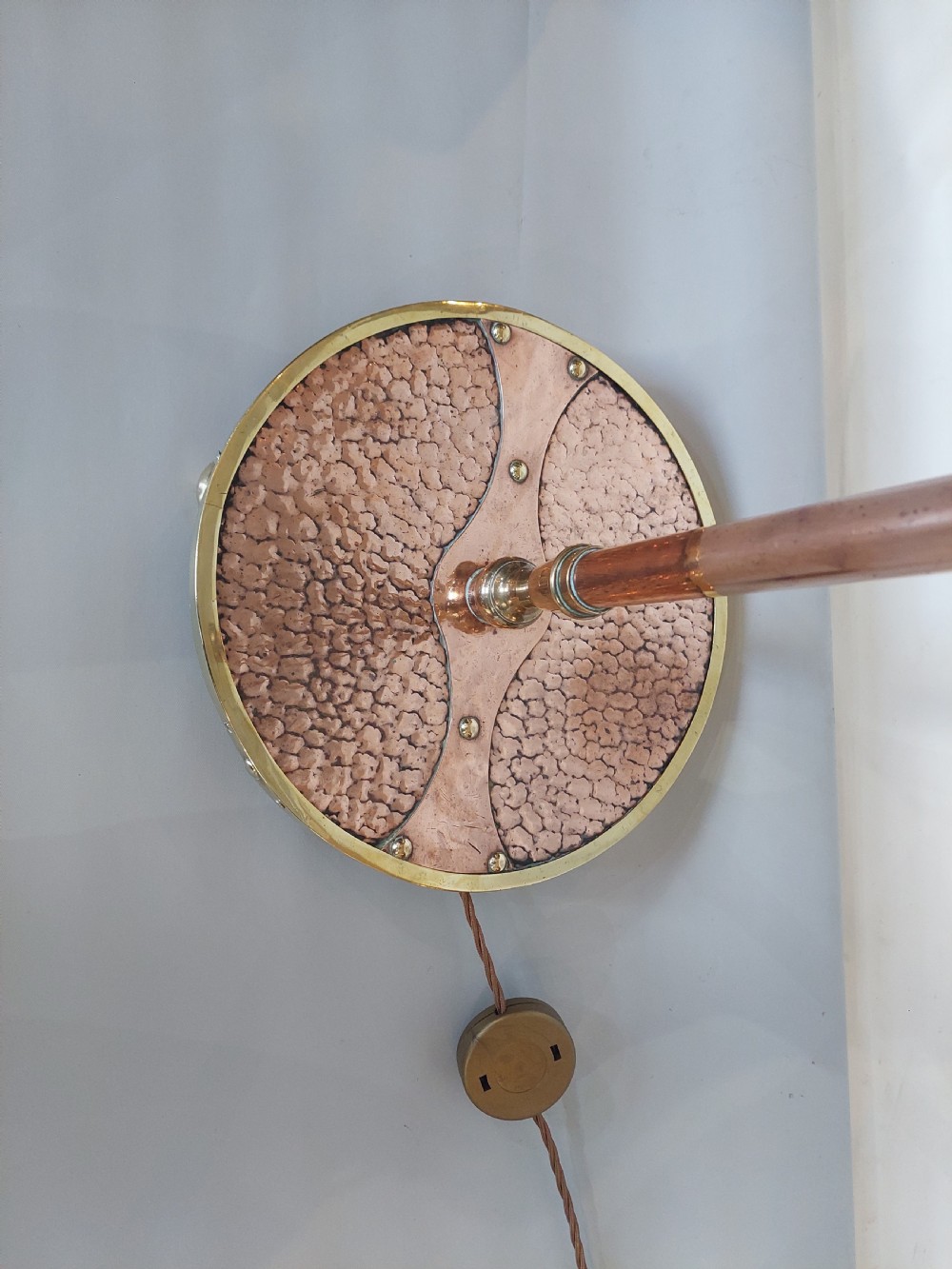 Arts and Crafts Beaten Copper and Brass Standard Lamp View V