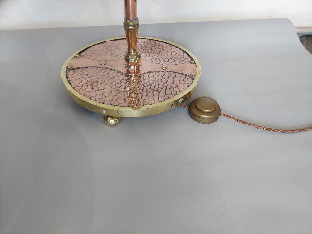 Arts and Crafts Beaten Copper and Brass Standard Lamp View VII