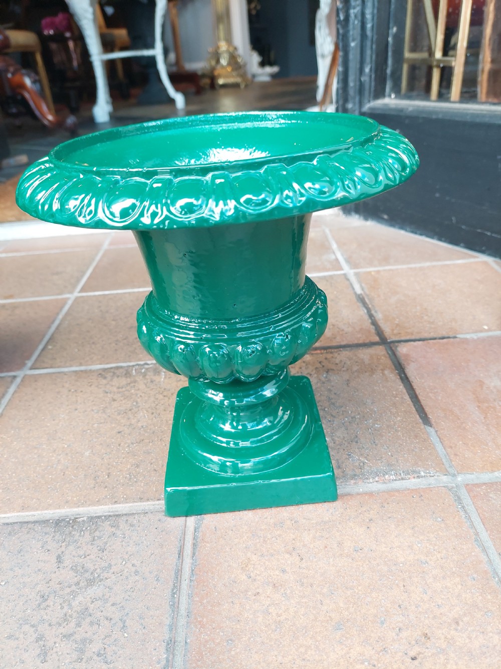 Pair of Small Victorian Cast Iron Victorian Urns View IV