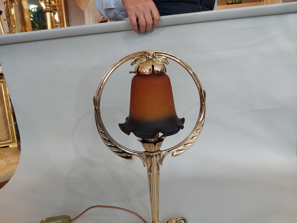 Art Nouveau Brass Table Lamp View V
