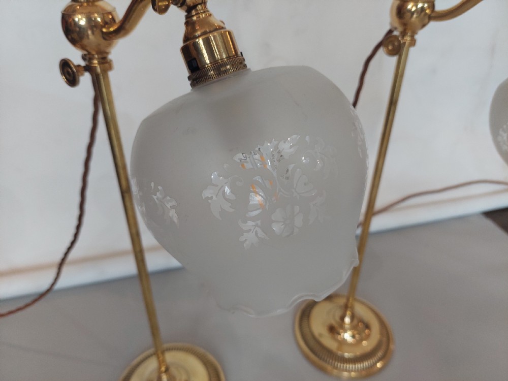 Pair of Edwardian Adjustable Brass Table Lamps View III