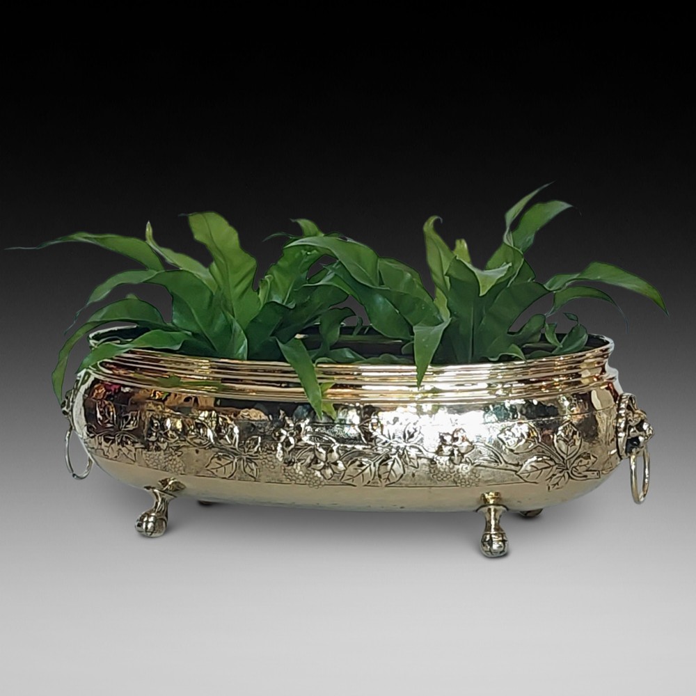 Late 19thC Brass Oval Planter