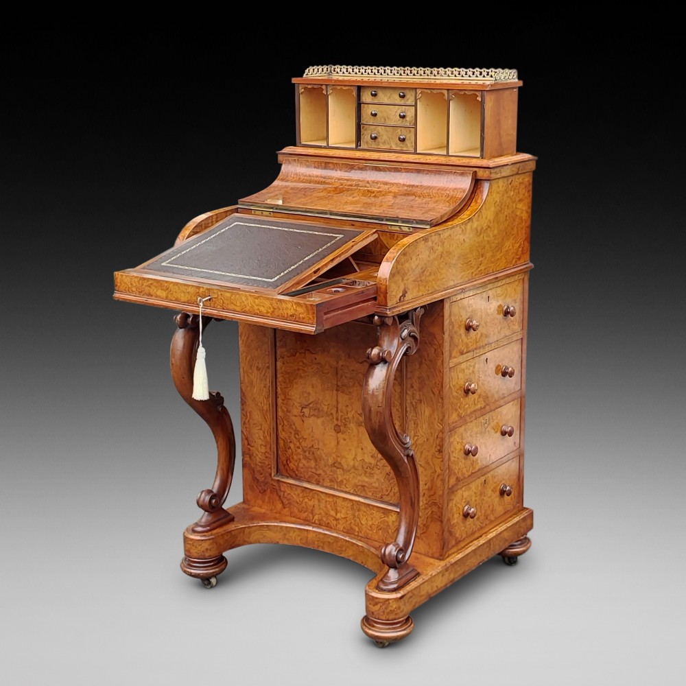 Victorian Burr Walnut Piano Top Pop Up Davenport