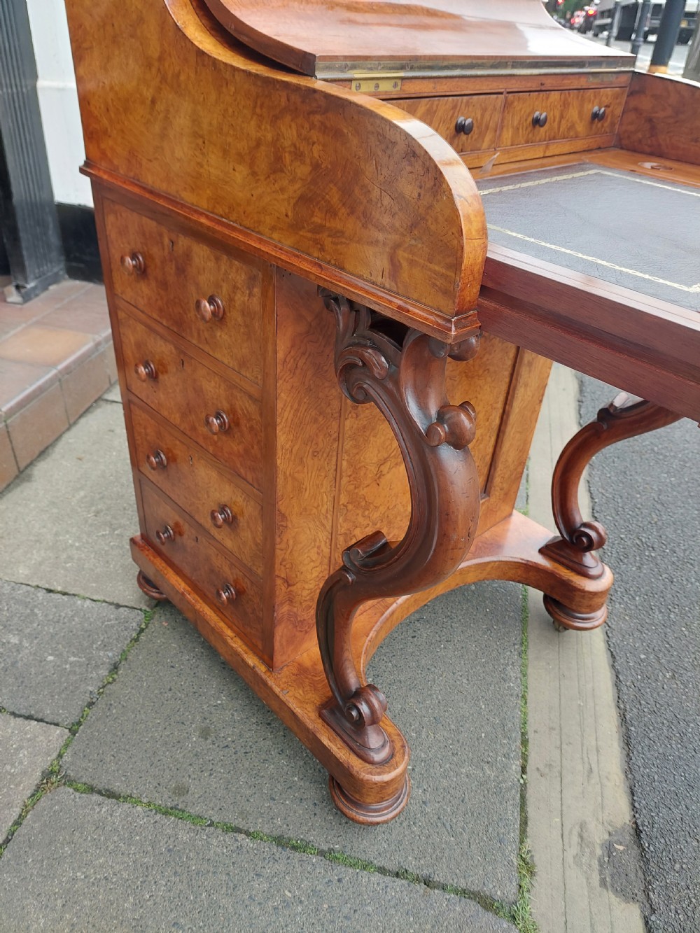 Victorian Burr Walnut Piano Top Pop Up Davenport View X