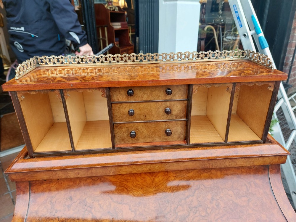 Victorian Burr Walnut Piano Top Pop Up Davenport View XII