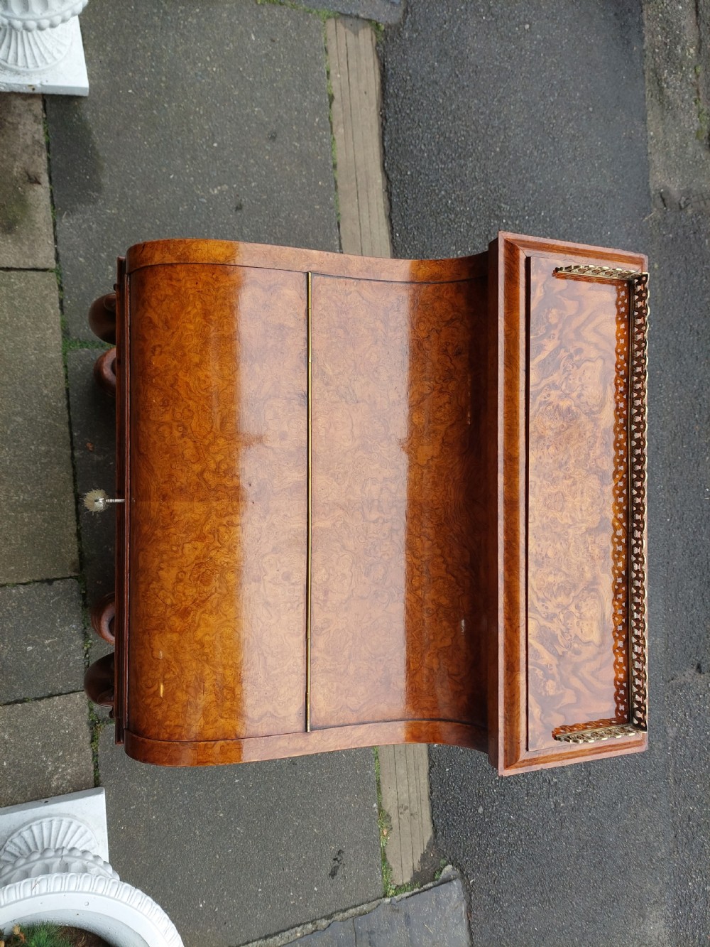 Victorian Burr Walnut Piano Top Pop Up Davenport View XV