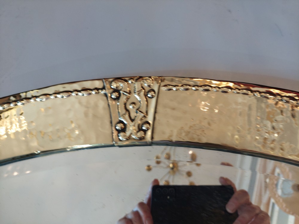 Late 19thC Arts and Crafts Beaten Brass Mirror View II