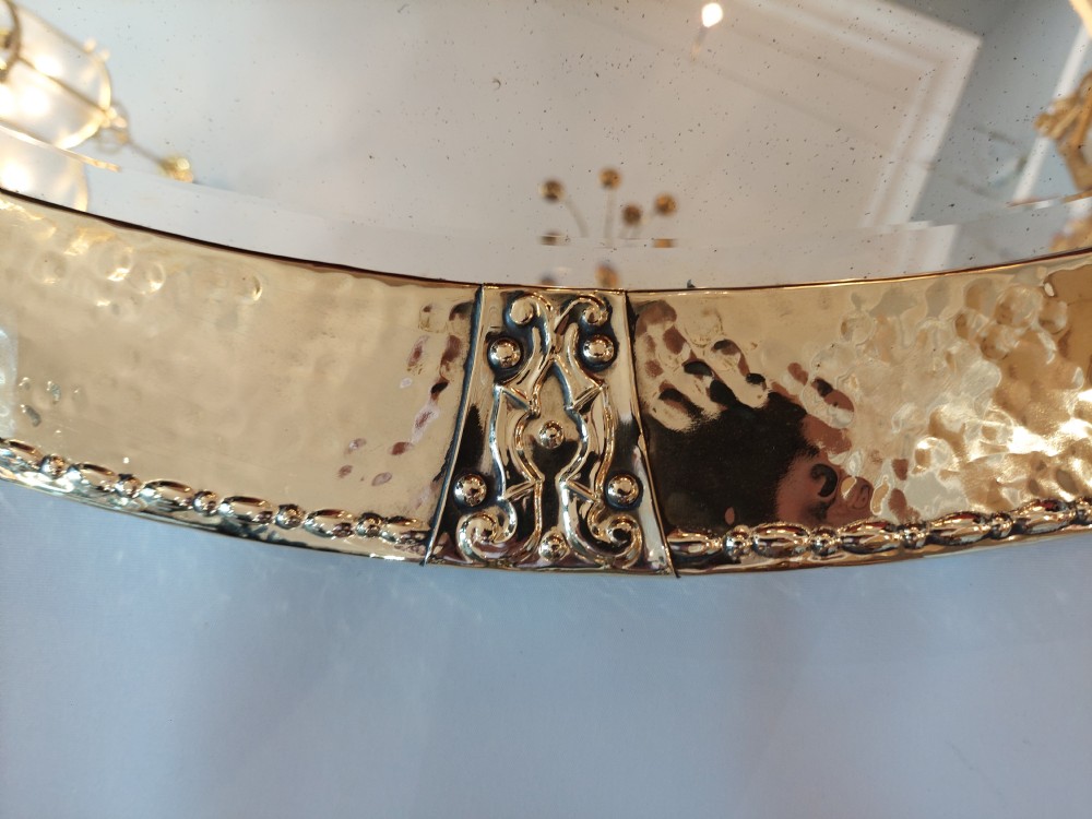 Late 19thC Arts and Crafts Beaten Brass Mirror View III