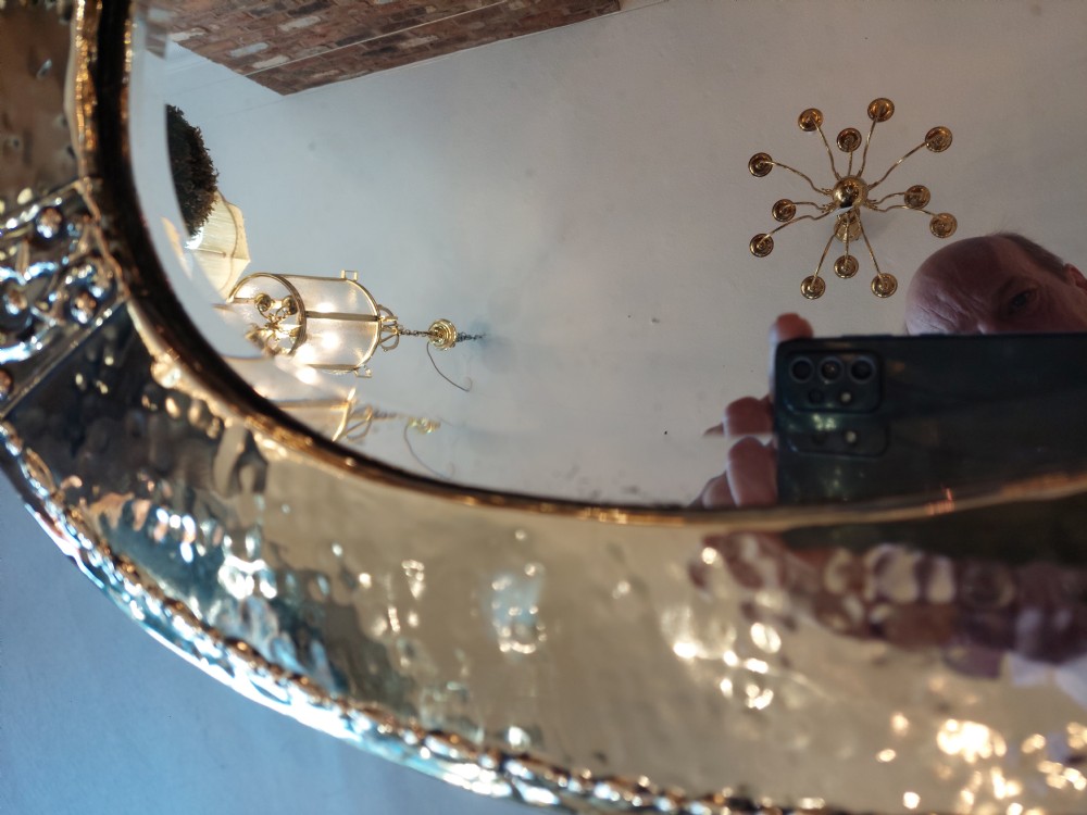 Late 19thC Arts and Crafts Beaten Brass Mirror View V
