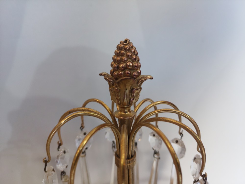 Pair of 19thC French Twin Branch Ormolu Lustres View VI
