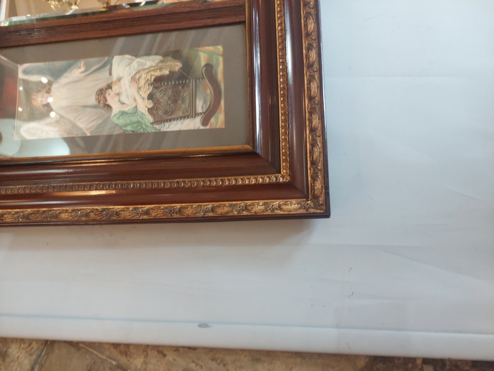 Late 19thC Walnut Devotional Wall Mirror View II