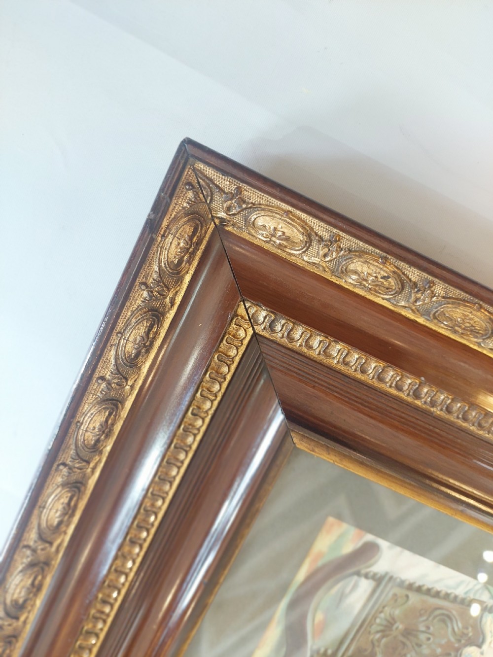 Late 19thC Walnut Devotional Wall Mirror View III