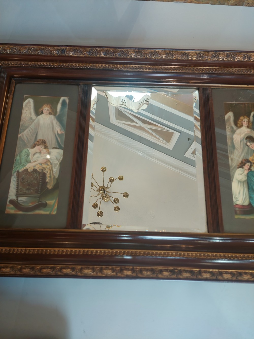 Late 19thC Walnut Devotional Wall Mirror View VI