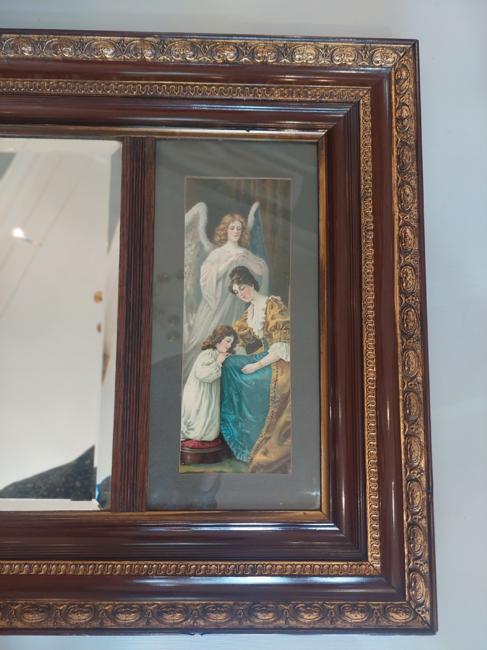 Late 19thC Walnut Devotional Wall Mirror View VII